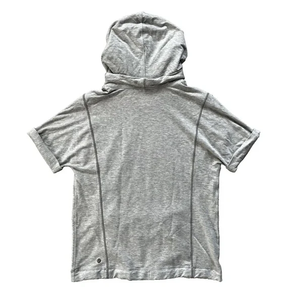 Lululemon Womens Serenity Hoodie 8 Heathered Gray Short Sleeve Pullover W3E32S - Picture 3 of 14